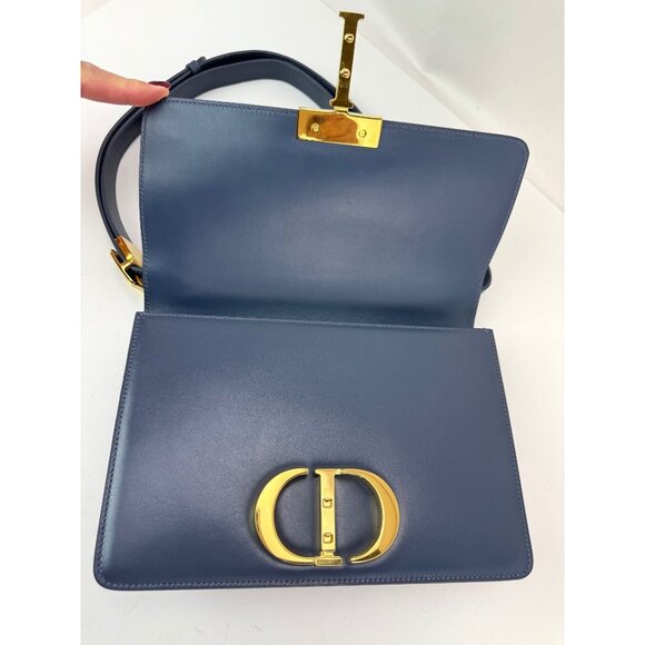 Christian Dior 30 Montaigne Smooth Calfskin Box Dark Denim Bag - Picture 9 of 16